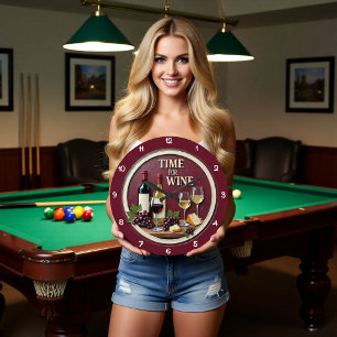Grande Horloge Ronde Le Moment du Vin Fromage Bouteilles