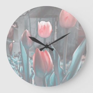 Grande Horloge Ronde Le Mur de Pastel Tulips
