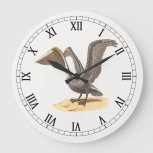 Grande Horloge Ronde Le pélican Brown (Pelecanus occidentalis) NY Bird