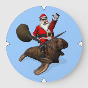 Grande Horloge Ronde Le Père Noël En Route Sur Walrus