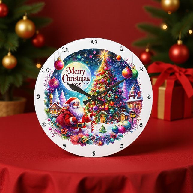 Grande Horloge Ronde Le Père Noël et son arbre de Noël (Créateur téléchargé)