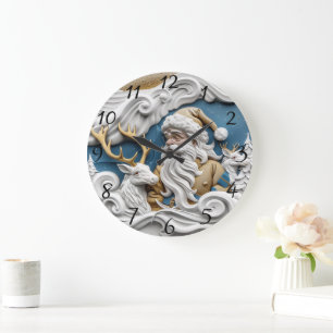 Grande Horloge Ronde Le Père Noël la veille de Noël