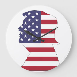 GRANDE HORLOGE RONDE LE PRÉSIDENT DONALD TRUMP AMERICAN FLAG
