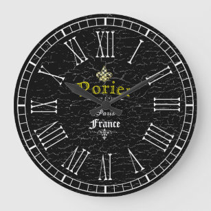 Grande Horloge Ronde Le regard vintage Fleur-De-Lis personnalisent