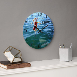 Grande Horloge Ronde Le Requin Drôle Veut La Poutarde,