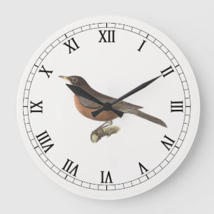 Grande Horloge Ronde Le Robin américain (Turdus migratorius) NY Birds