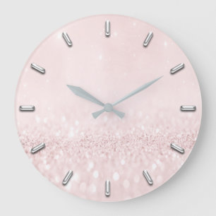 Grande Horloge Ronde Le rose rougissent gris argenté gris de parties