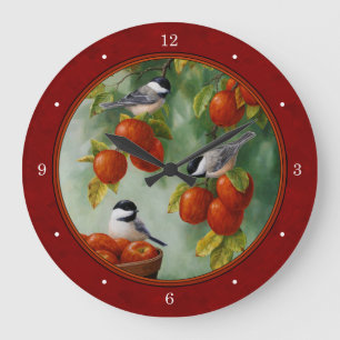 Grande Horloge Ronde Le rouge de la récolte des pommes de poulet