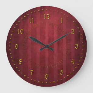 Grande Horloge Ronde Le rouge riche a dépouillé la grunge numérotée