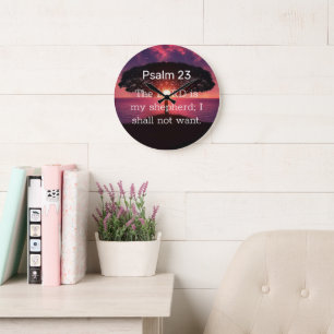 Grande Horloge Ronde Le Seigneur est mon berger Psaume 23 Coucher de so