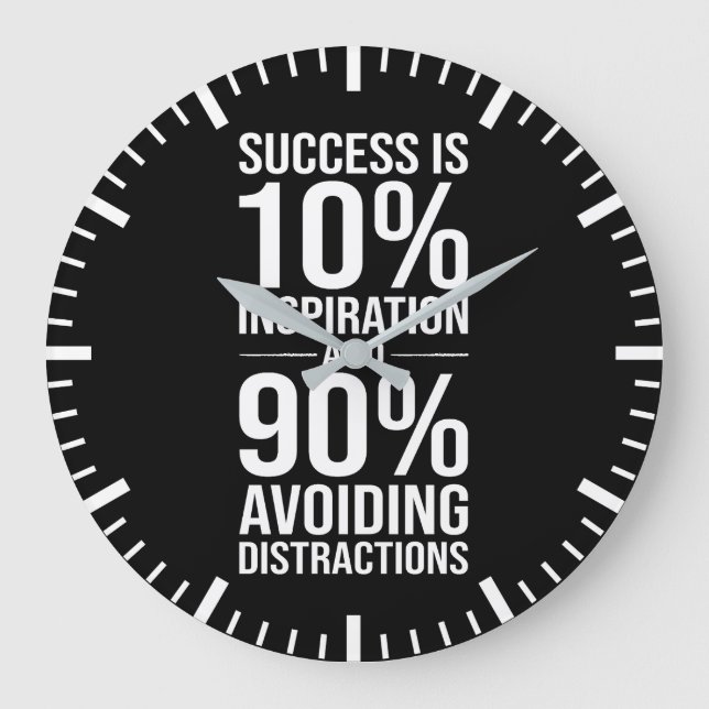 Grande Horloge Ronde Le succès est 90% d'éviter les distractions, drôle (Recto)