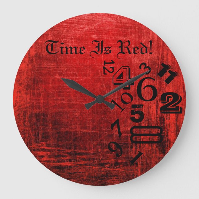 Grande Horloge Ronde Le Temps cool Est L'Horloge Du Mur Rouge ! (Recto)