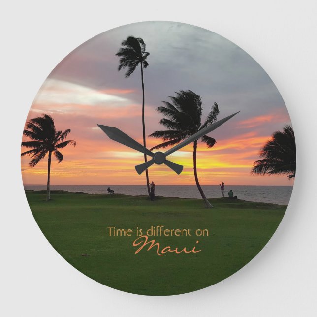 Grande Horloge Ronde Le temps est différent sur Maui Wall Clock (Recto)