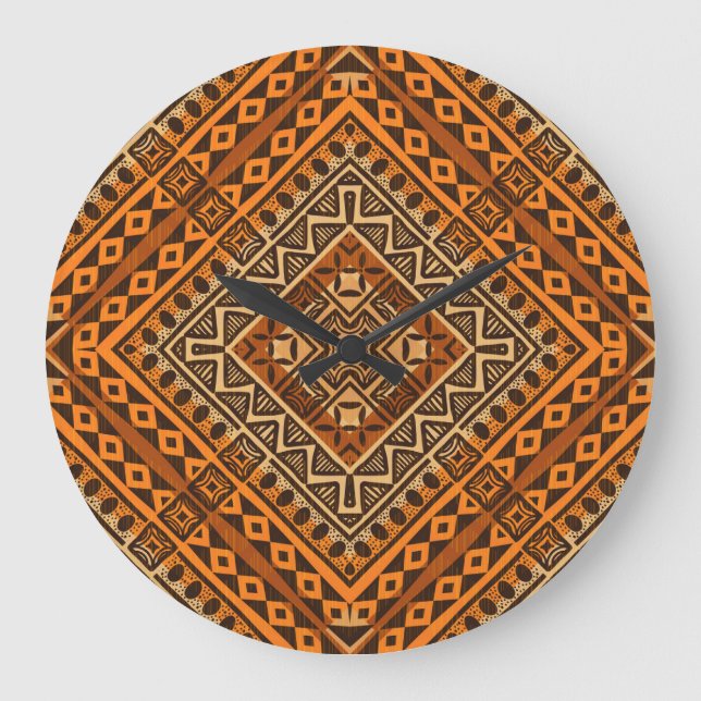 Grande Horloge Ronde Le textile tribal africain : de style ethnique. (Recto)