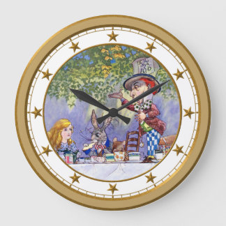 Grande Horloge Ronde Le thé du chapelier fou au pays des merveilles