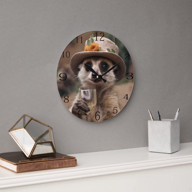 Grande Horloge Ronde Le Vin De Granny Meerkat, (Bureau)
