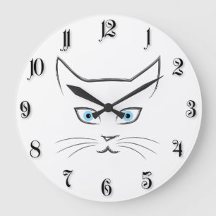 Grande Horloge Ronde Le visage de Chat