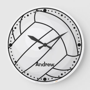 Grande Horloge Ronde Le volleyball personnalisé folâtre l'horloge de