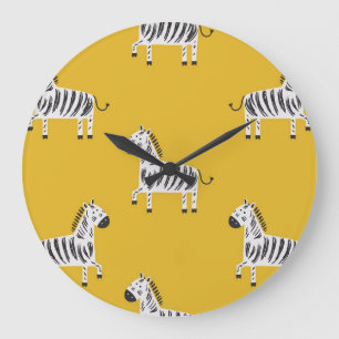 Grande Horloge Ronde Le zèbre des enfants : Motif amusant sans couture