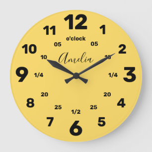 Grande Horloge Ronde Learn To Tell   Personalized   Large