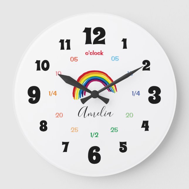 Grande Horloge Ronde Learn To Tell | Personalized | Large (Recto)