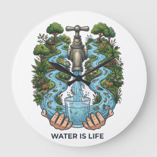 Grande Horloge Ronde L'eau c'est la vie Art de conservation de l'écos
