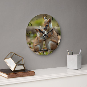Grande Horloge Ronde Leçons de vie de mama et bébé quokka,