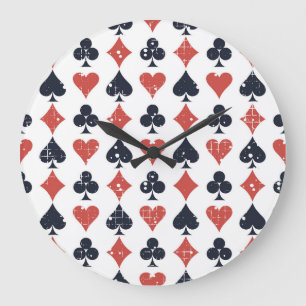 Grande Horloge Ronde Lecture des cartes : Grunge Motif Abstrait