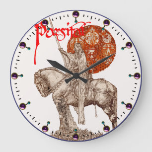 Grande Horloge Ronde LÉGENDE /QUEST de PERCEVAL d'imaginaire de rouge