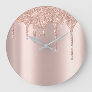 Grande Horloge Ronde L'égouttement rose de parties scintillantes