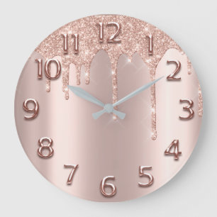 Grande Horloge Ronde L'égouttement rose de parties scintillantes de