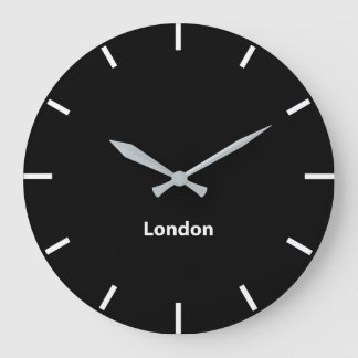Grande Horloge Ronde Leicester Black Face Time Zone Salle de presse Mur