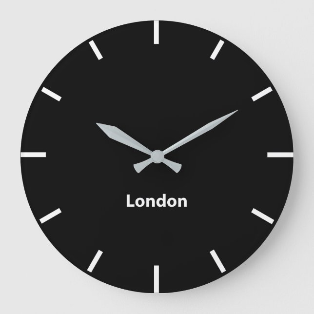 Grande Horloge Ronde Leicester Black Face Time Zone Salle de presse Mur (Recto)