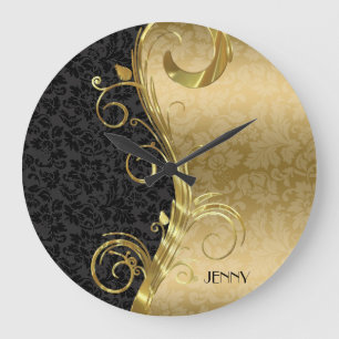 Grande Horloge Ronde L'Elegant Black Gold Damas