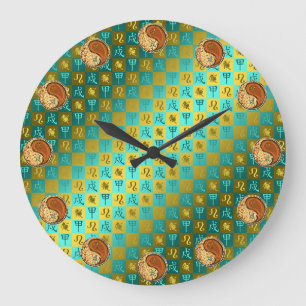 Grande Horloge Ronde Léo & Chien de Bois