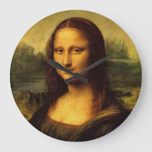 Grande Horloge Ronde Leonardo Da Vinci Mona Lisa Peinture d'Art