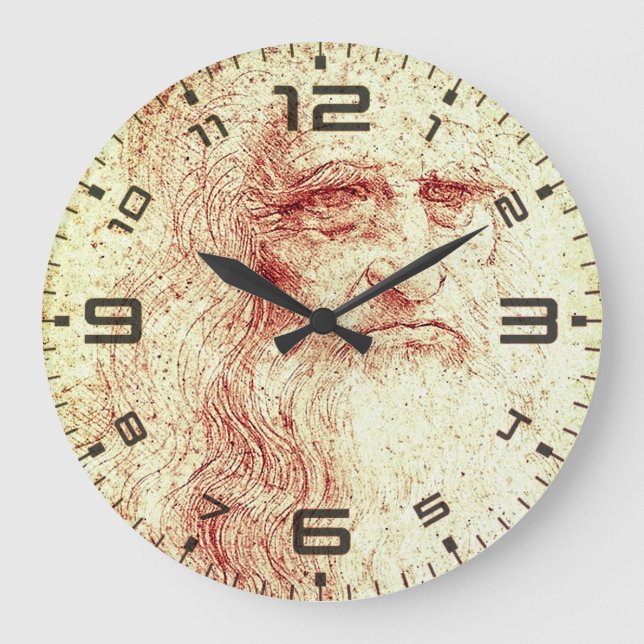 Grande Horloge Ronde Leonardo da Vinci Renaissance Art Wall Clock (Recto)
