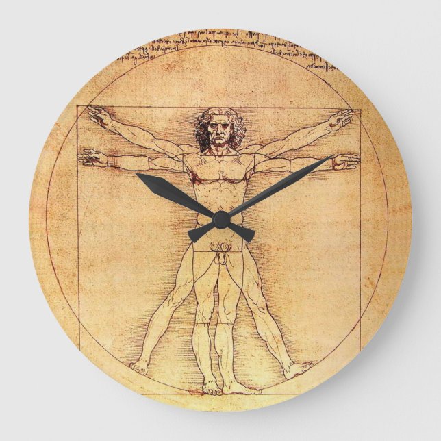 Grande Horloge Ronde Leonardo Da Vinci Vitruve Homme (Recto)