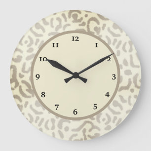 Grande Horloge Ronde Léopard moderne Cheetah Print Chic Tan Brown