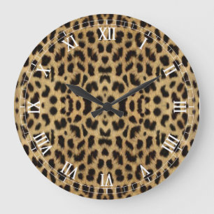 Grande Horloge Ronde Leopard print Roman Numeral Clock