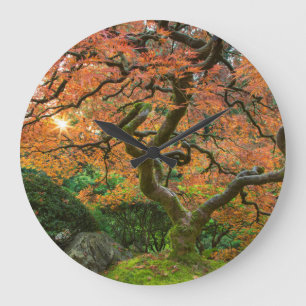 Grande Horloge Ronde L'Érable Dans Les Jardins Japonais En Automne