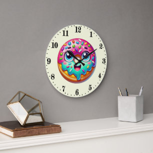 Grande Horloge Ronde Les amateurs de beignes adorables