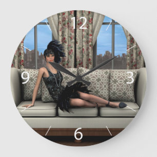 Grande Horloge Ronde Les Années Folles Vintage Rétro 20e 30e Années