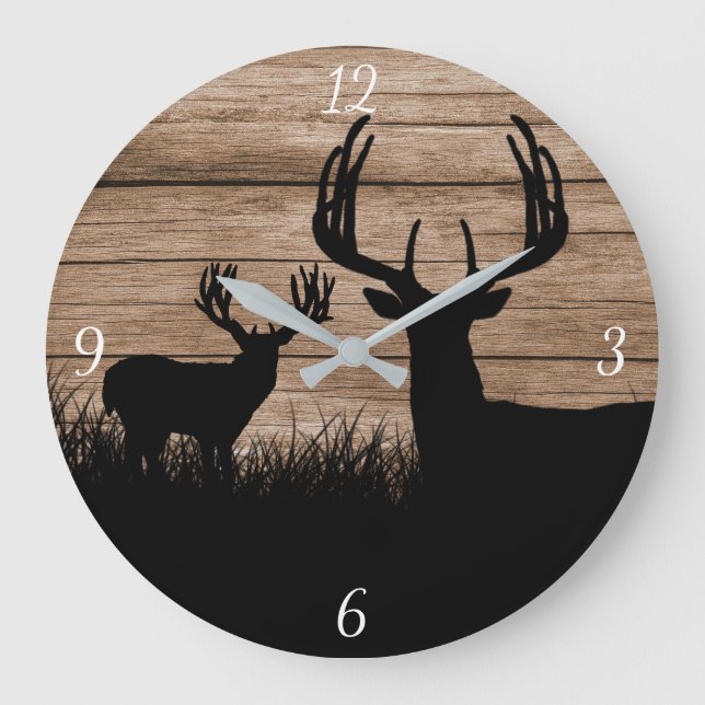 Grande Horloge Ronde Les Antlers Russes De La Chasse De Buck (Recto)
