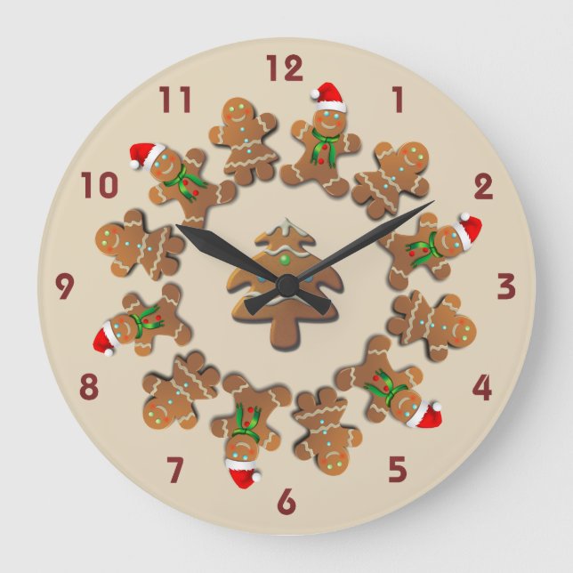 Grande Horloge Ronde Les biscuits en pain d'épice fêtent Noël (Recto)