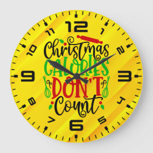 Grande Horloge Ronde Les calories de Noël ne comptent pas-56558