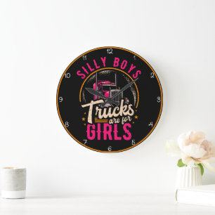 Grande Horloge Ronde Les Camions De Garçons Silly Sont Pour Les Filles