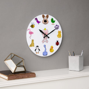 GRANDE HORLOGE RONDE LES CHARACTERS DE ENFANTS