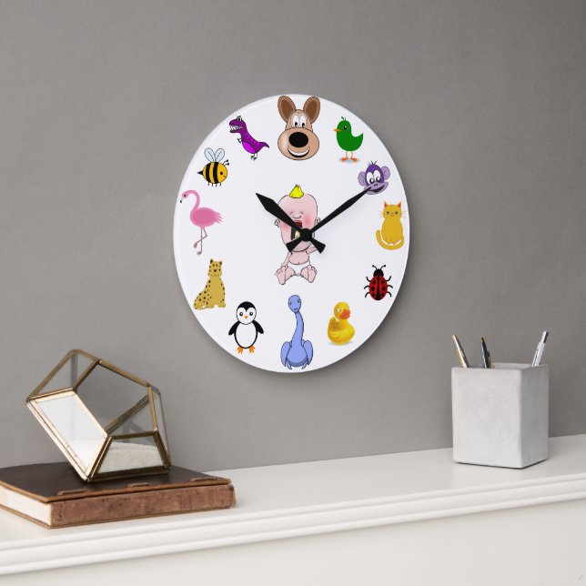 GRANDE HORLOGE RONDE LES CHARACTERS DE ENFANTS (Bureau)