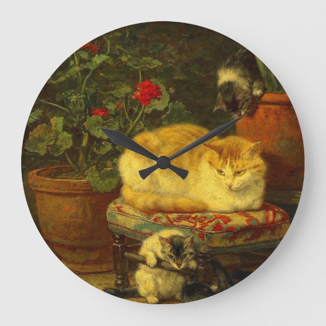 Grande Horloge Ronde Les chatons en jeu (Recto)